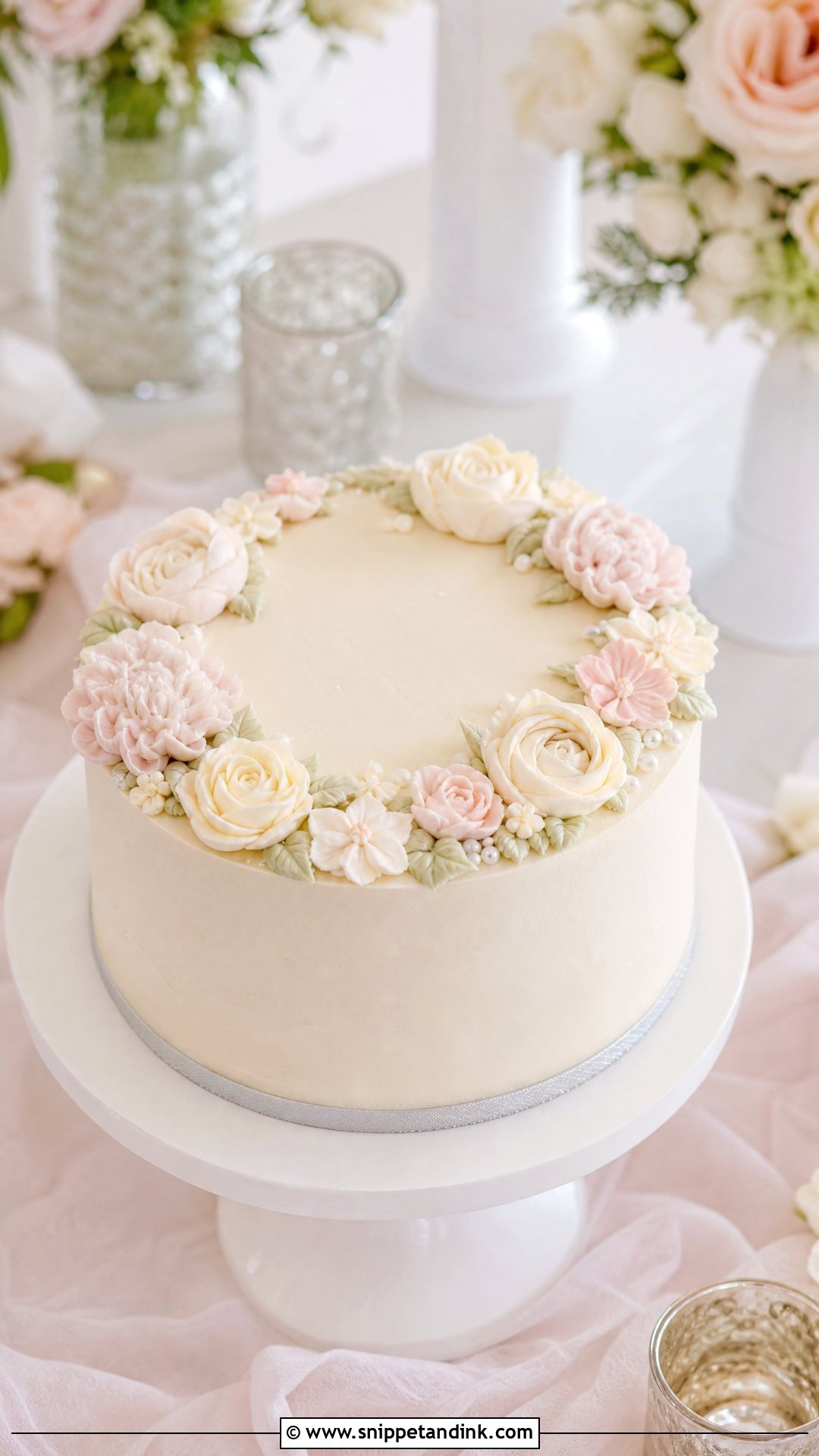 Small Wedding Cake With Buttercream Flowers - Snippet and Ink - 20 Simple Small One Tier Wedding Cake Ideas