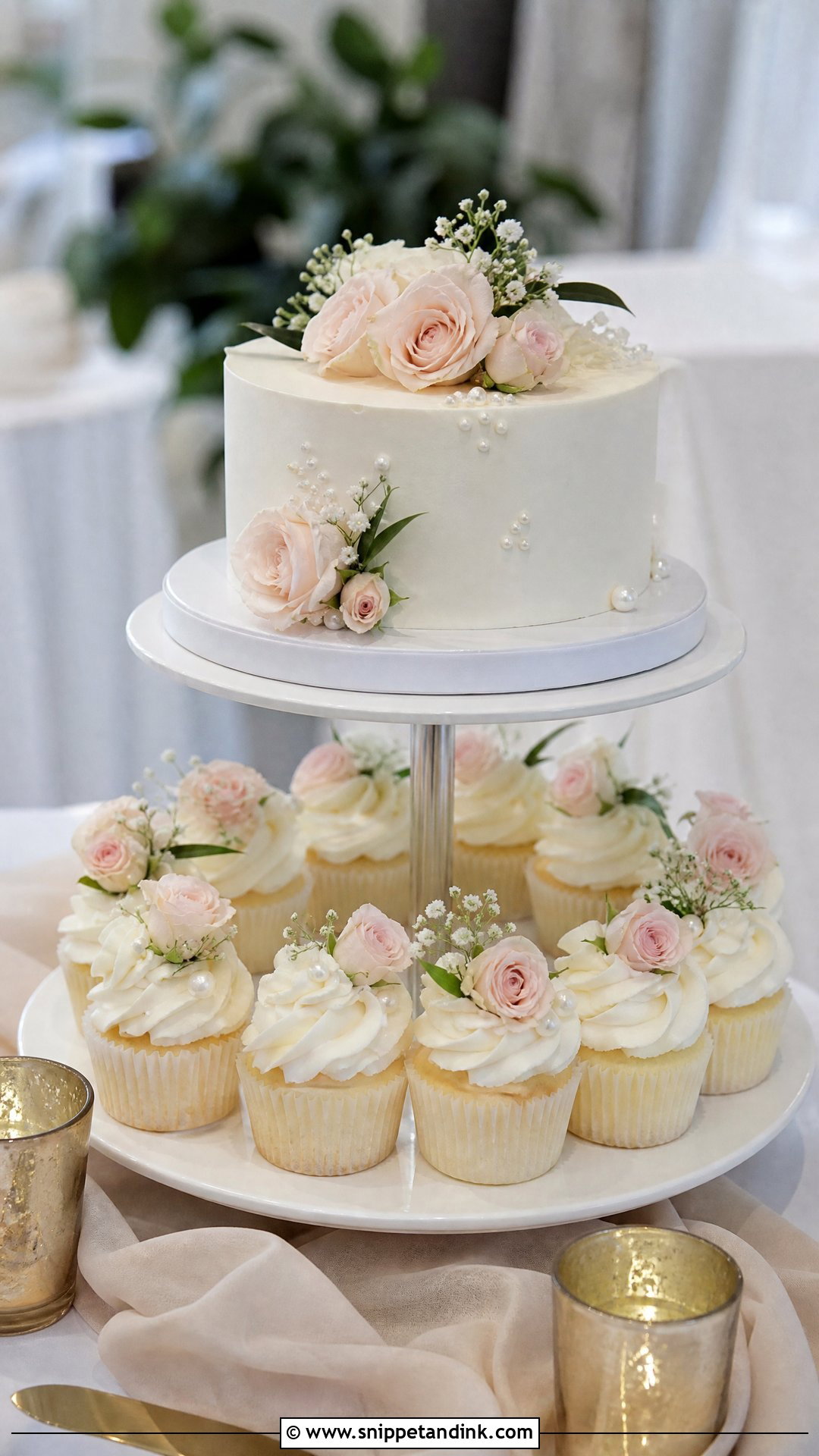 Small Wedding Cake With Cupcakes - Snippet and Ink - 30 Small Wedding Cakes