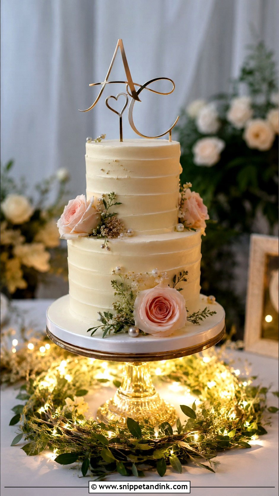 Small Wedding Cake With Fairy Lights - Snippet and Ink - 20 Wedding Cake Ideas with Fairy Lights