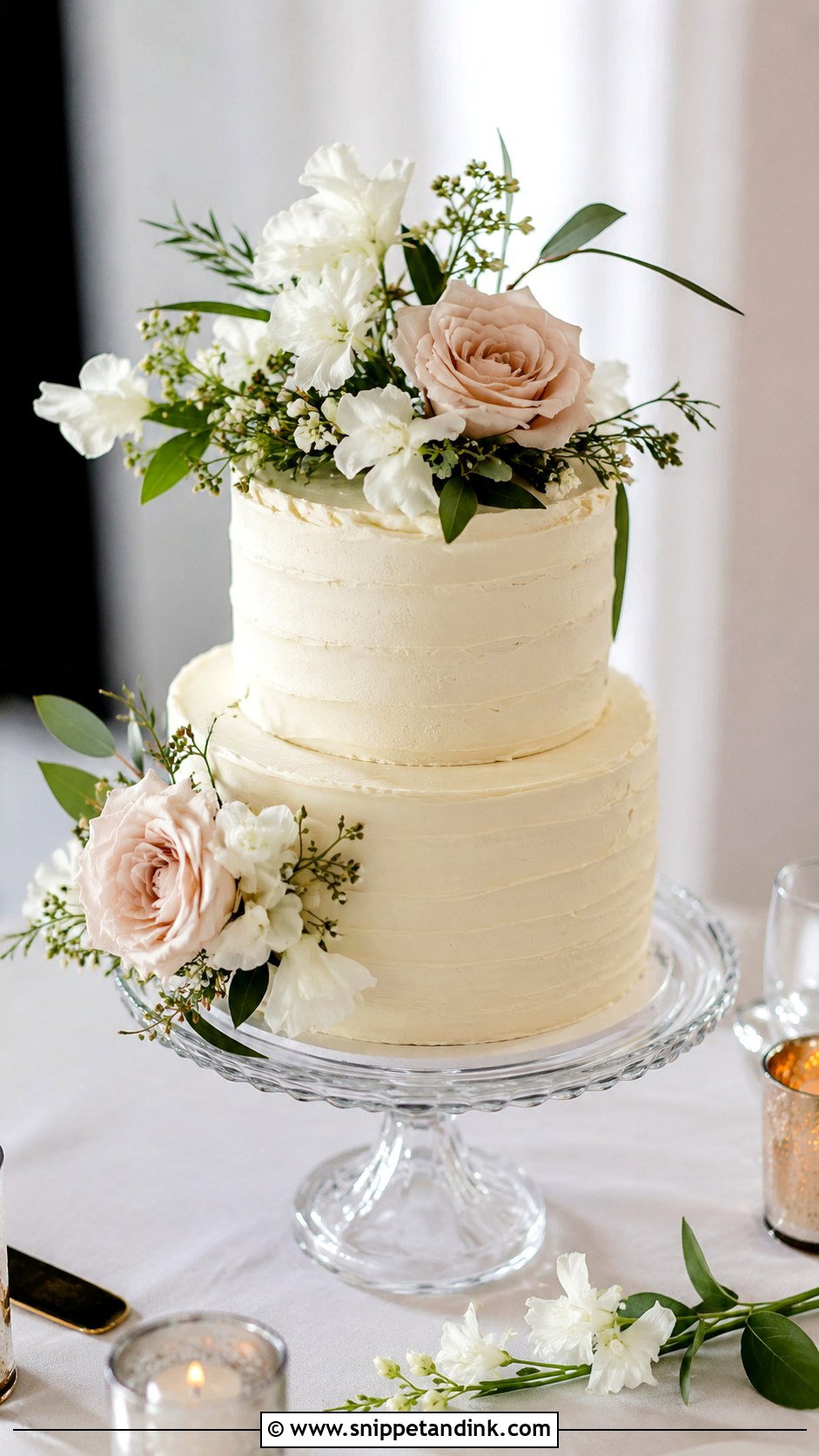 Small Wedding Cake With Flowers - Snippet and Ink - 25 Simple But Elegant Wedding Cakes