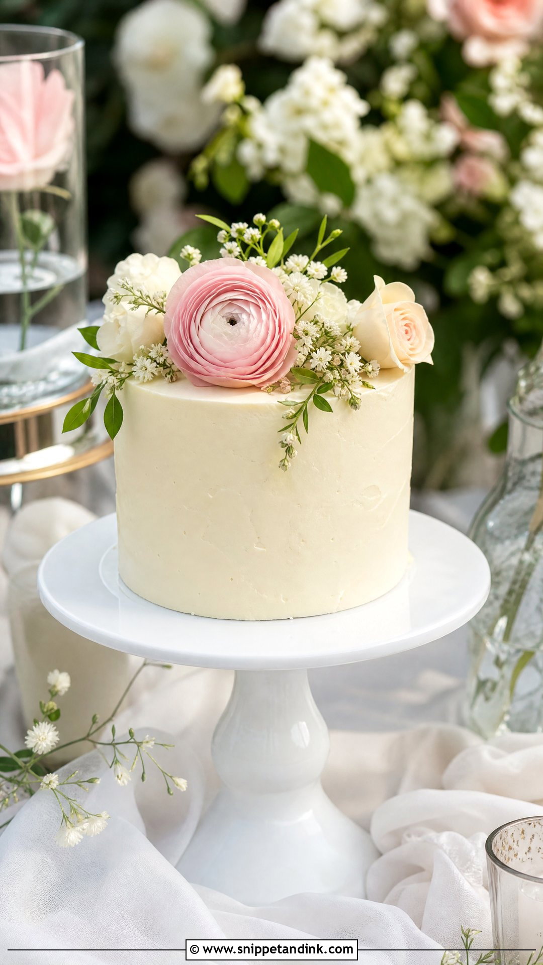Small Wedding Cake With Flowers - Snippet and Ink - 20 Simple Elegant Wedding Cake Ideas