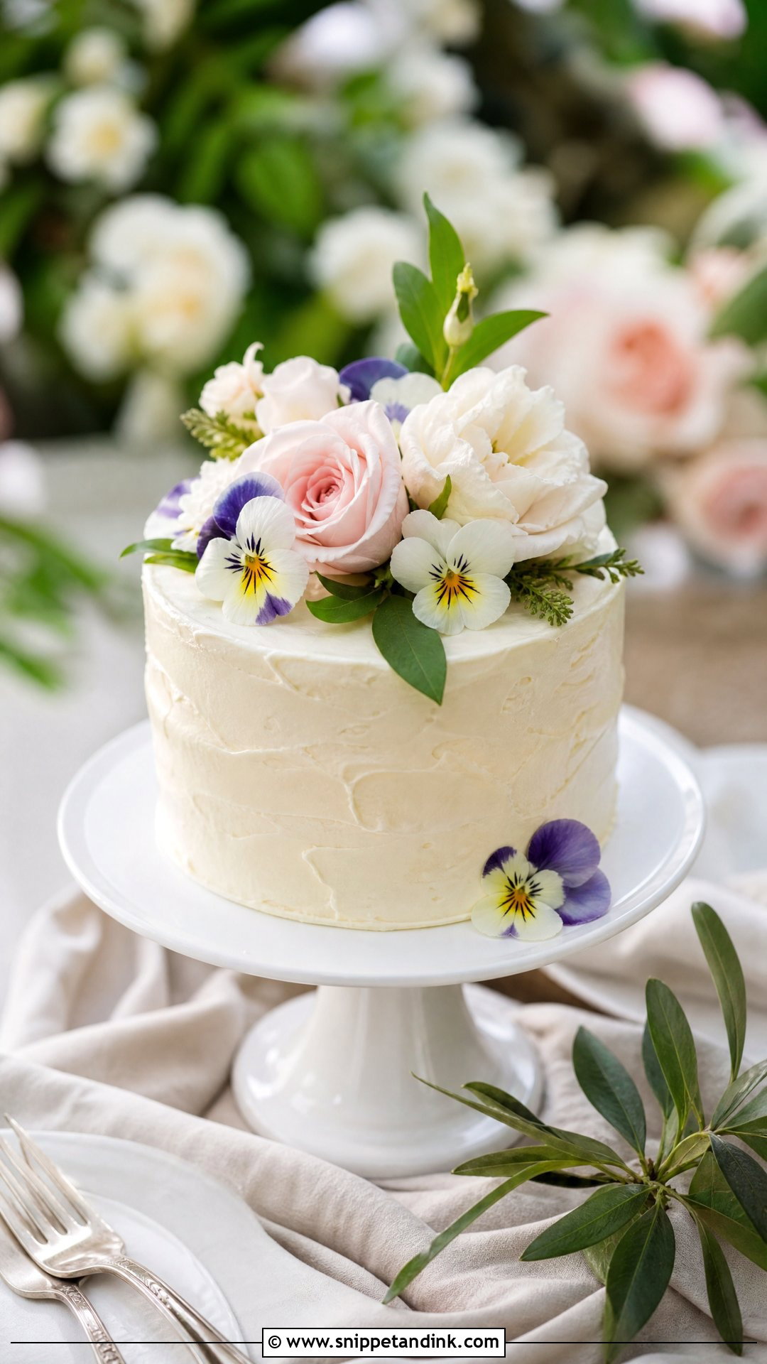 Small Wedding Cake With Fresh Flowers - Snippet and Ink - 20 Simple Wedding Cake Ideas