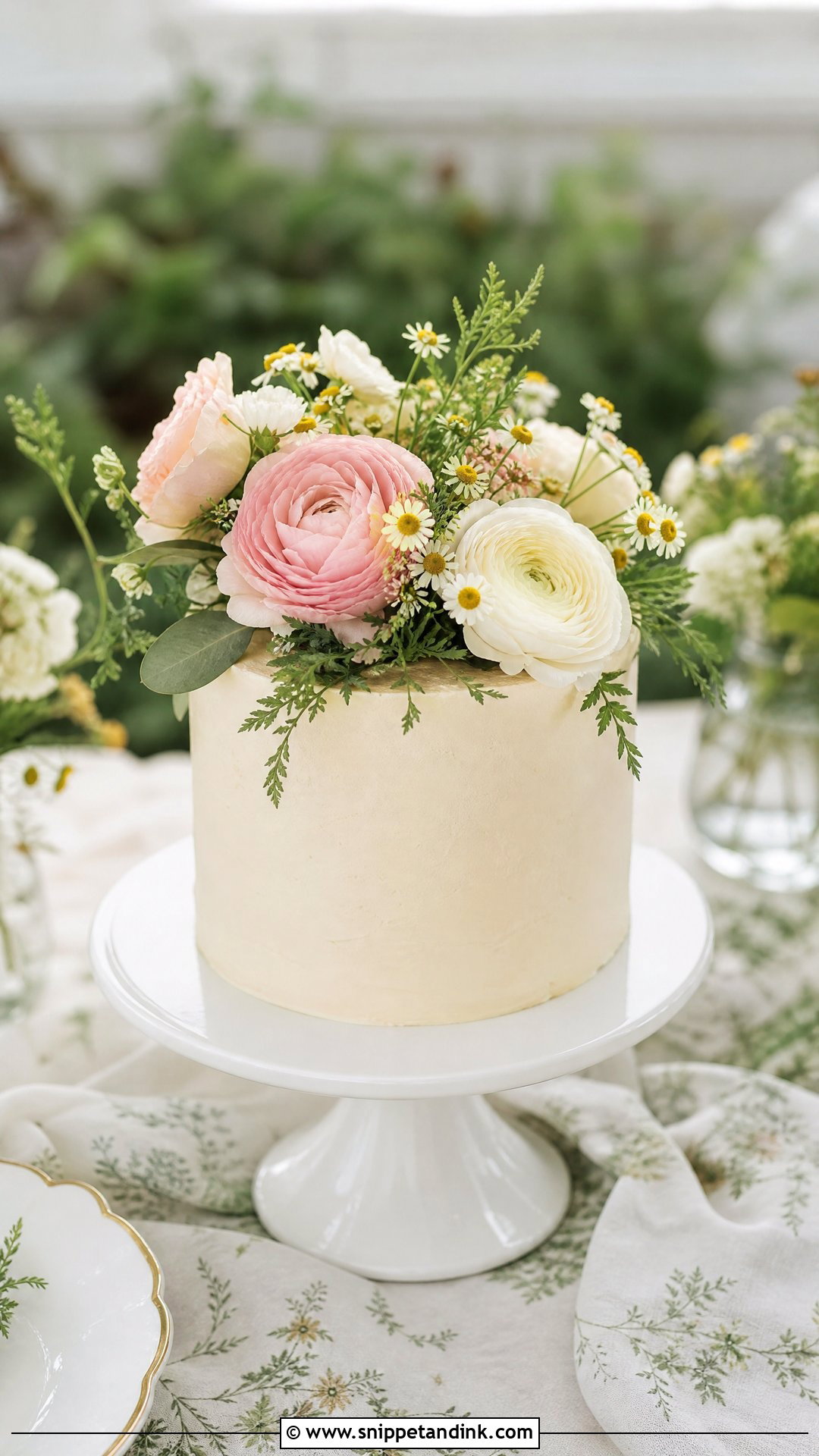 Small Wedding Cake With Fresh Flowers - Snippet and Ink - 20 Small Wedding Cake Ideas