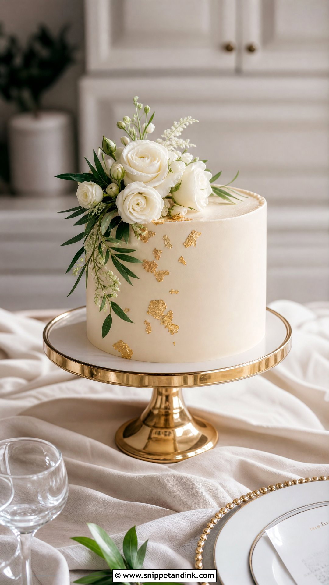 Small Wedding Cake With Gold Leaf - Snippet and Ink - 30 Small Wedding Cakes