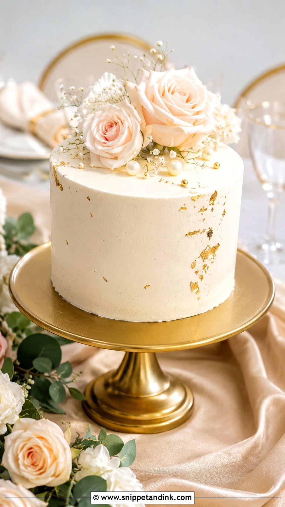 Small Wedding Cake With Gold Stand - Snippet and Ink - 30 Small Wedding Cake Display
