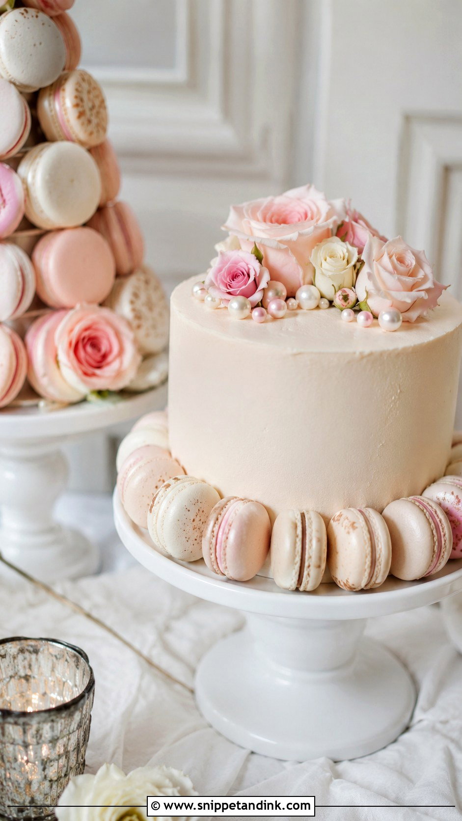 Small Wedding Cake With Macarons - Snippet and Ink - 30 Small Wedding Cake Display
