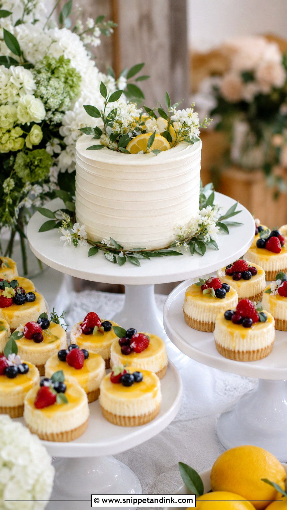 Small Wedding Cake With Mini Cheesecakes - Snippet and Ink - 25 Wedding Cake with Small Cakes
