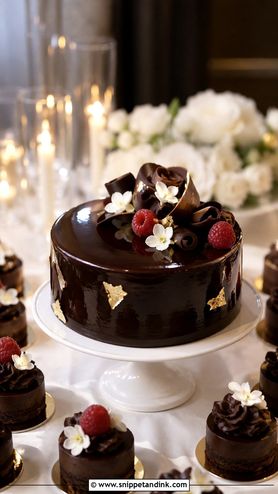 Small Wedding Cake With Mini Chocolate Cakes - Snippet and Ink - 25 Wedding Cake with Small Cakes