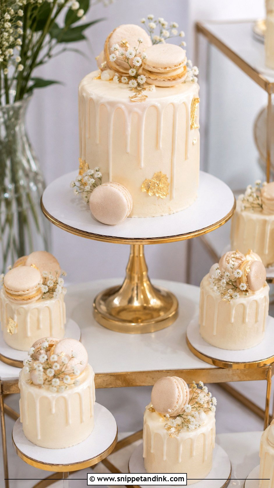 Small Wedding Cake With Mini Drip Cakes - Snippet and Ink - 25 Wedding Cake with Small Cakes
