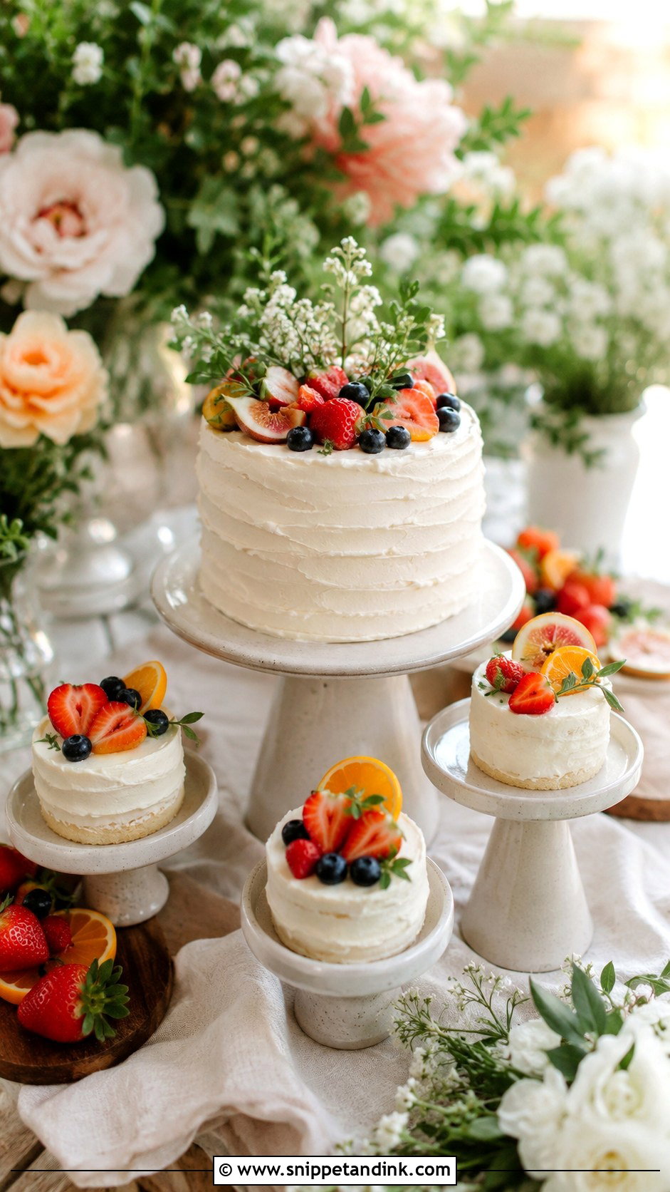 Small Wedding Cake With Mini Fruit Cakes - Snippet and Ink - 25 Wedding Cake with Small Cakes
