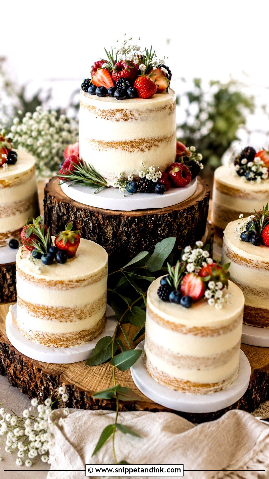 Small Wedding Cake With Mini Naked Cakes - Snippet and Ink - 25 Wedding Cake with Small Cakes
