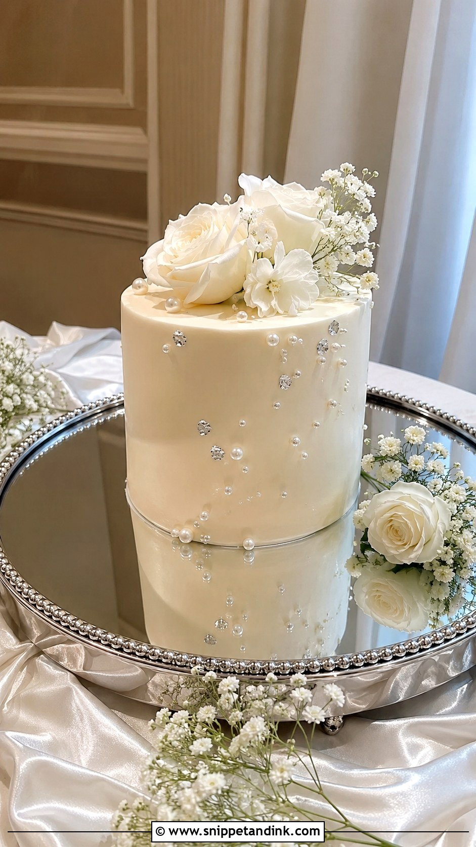 Small Wedding Cake With Mirror Tray - Snippet and Ink - 30 Small Wedding Cake Display