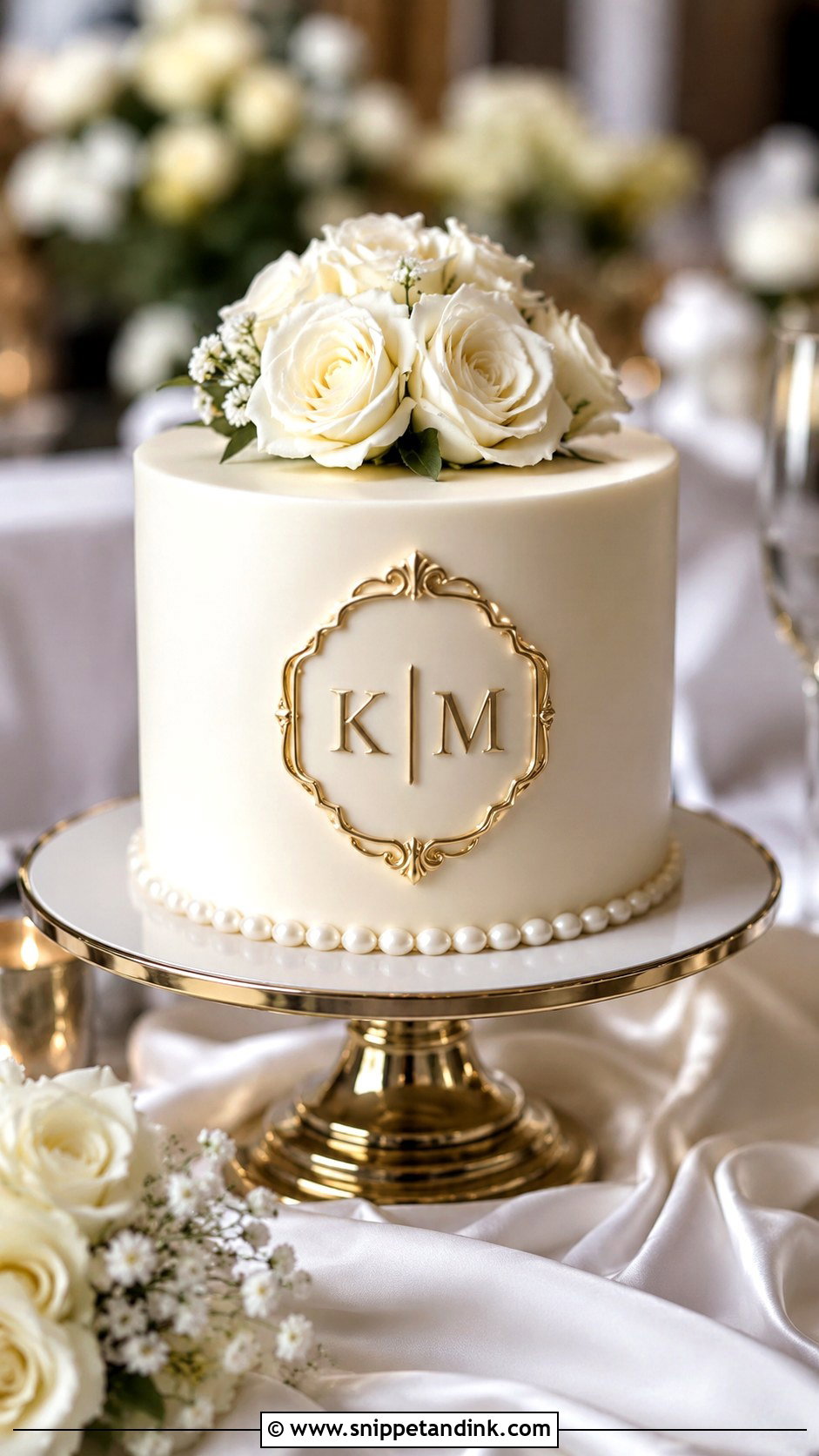 Small Wedding Cake With Monogram - Snippet and Ink - 30 Small Wedding Cake Display