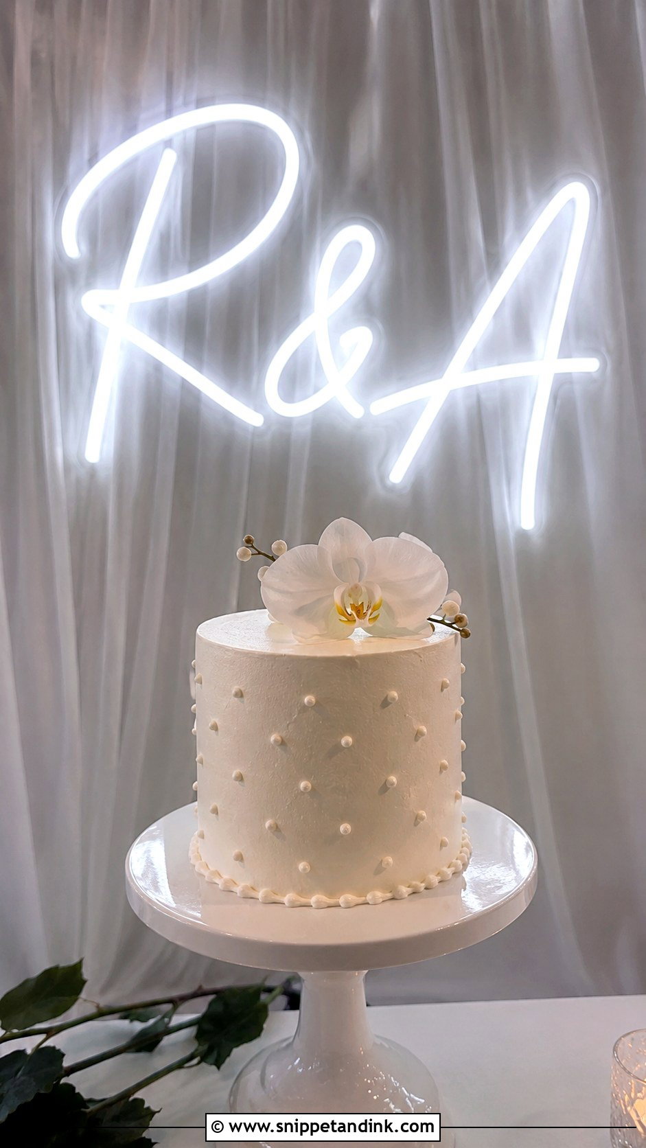 Small Wedding Cake With Neon Sign - Snippet and Ink - 30 Small Wedding Cake Display