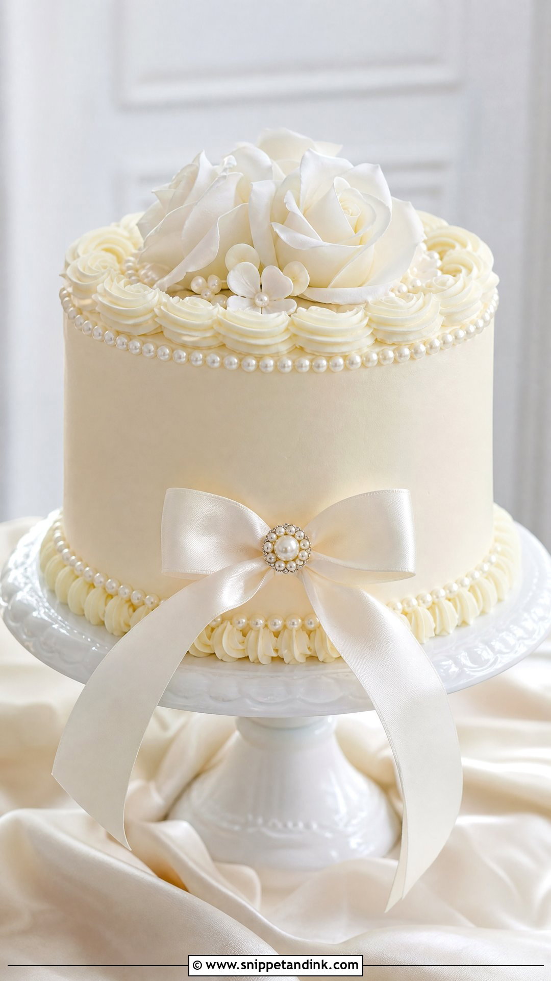 Small Wedding Cake With Pearls - Snippet and Ink - 20 Small Wedding Cake Ideas