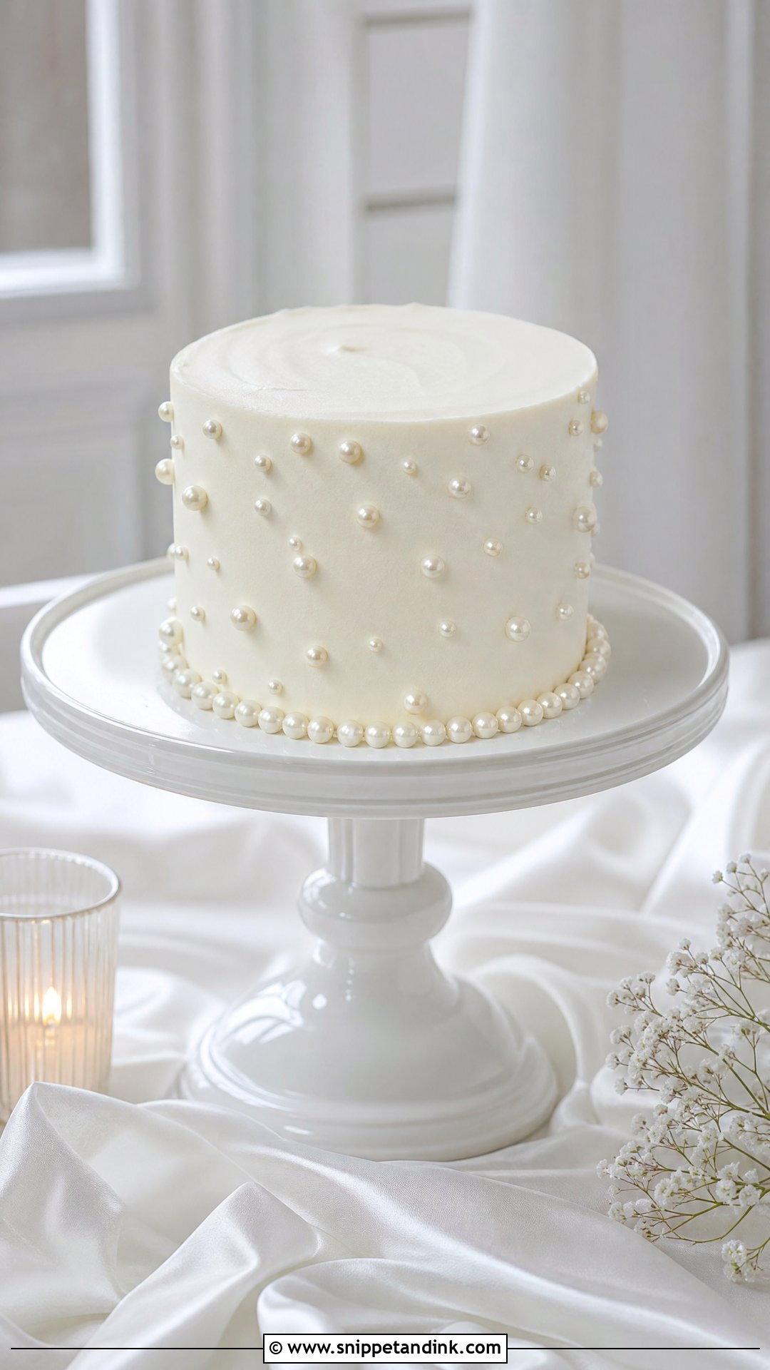 Small Wedding Cake With Pearls - Snippet and Ink - 30 Small Wedding Cakes
