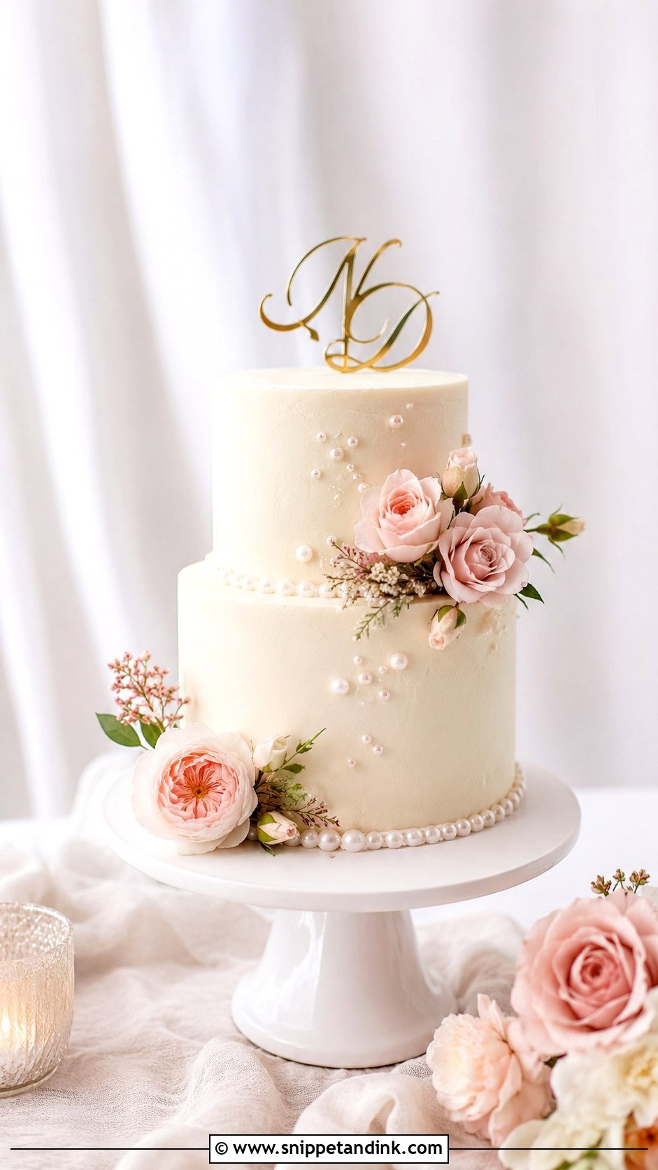 Small Wedding Cake on Pedestal - Snippet and Ink - 20 Wedding Cake Ideas on Pedestals