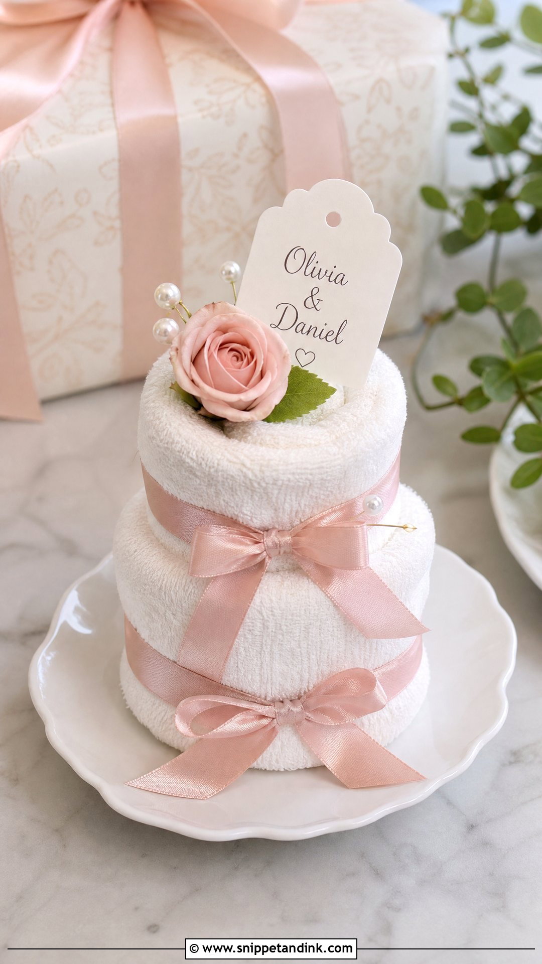 Small Wedding Towel Cake - Snippet and Ink - 20 Towel Cakes for Wedding