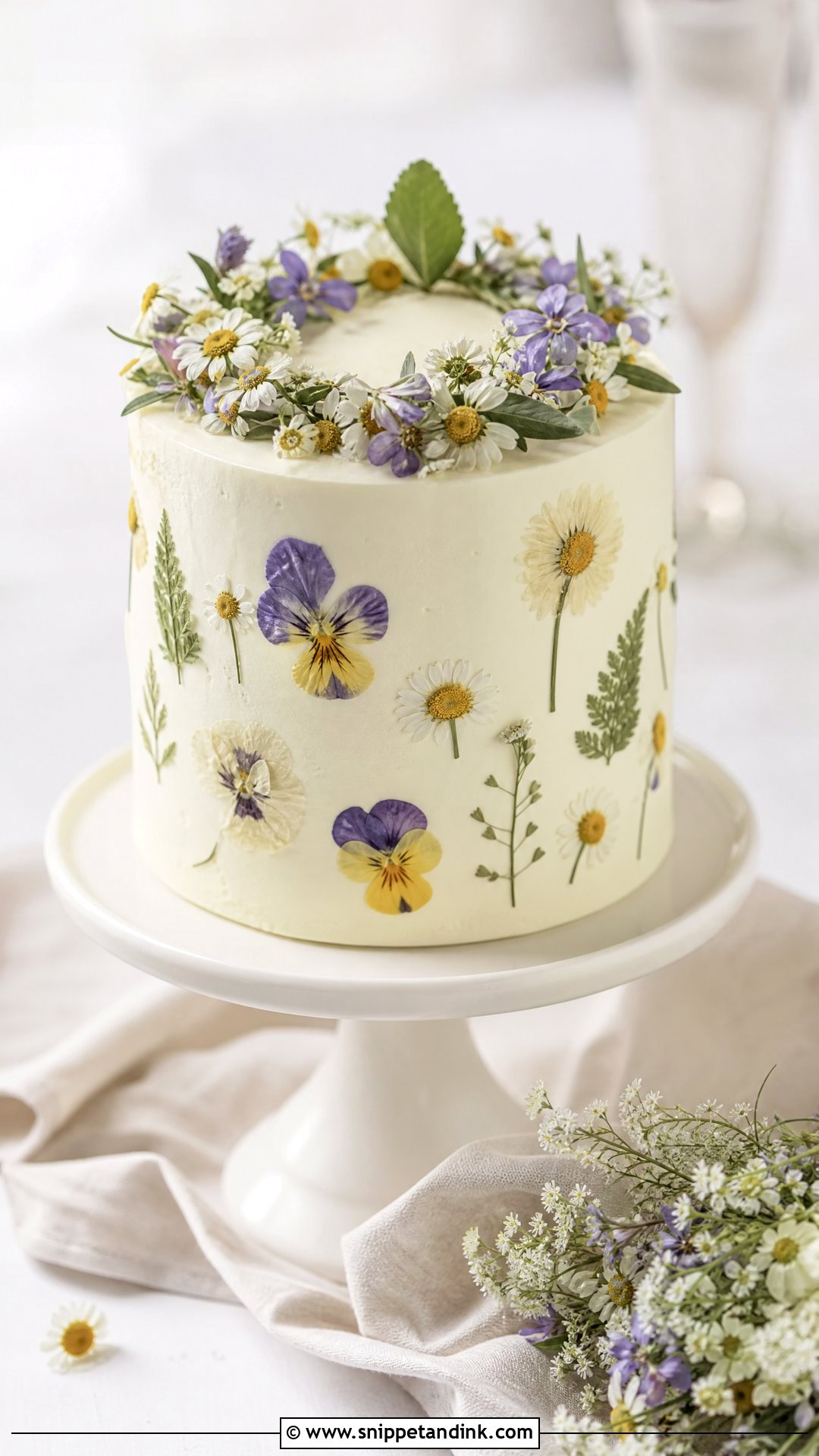 Small Wildflower Wedding Cake - Snippet and Ink - 20 Wildflower Wedding Cake Ideas