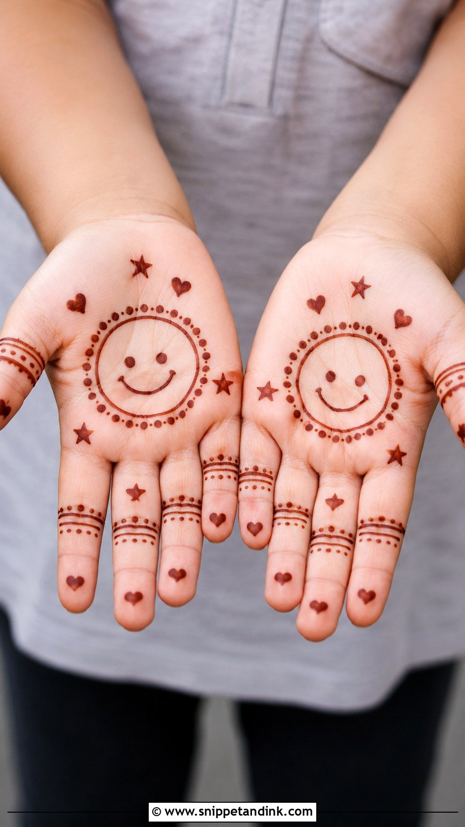 Smiley Face Mehndi Design For Kids - Snippet and Ink - 30 Cute Mehndi Designs for Kids