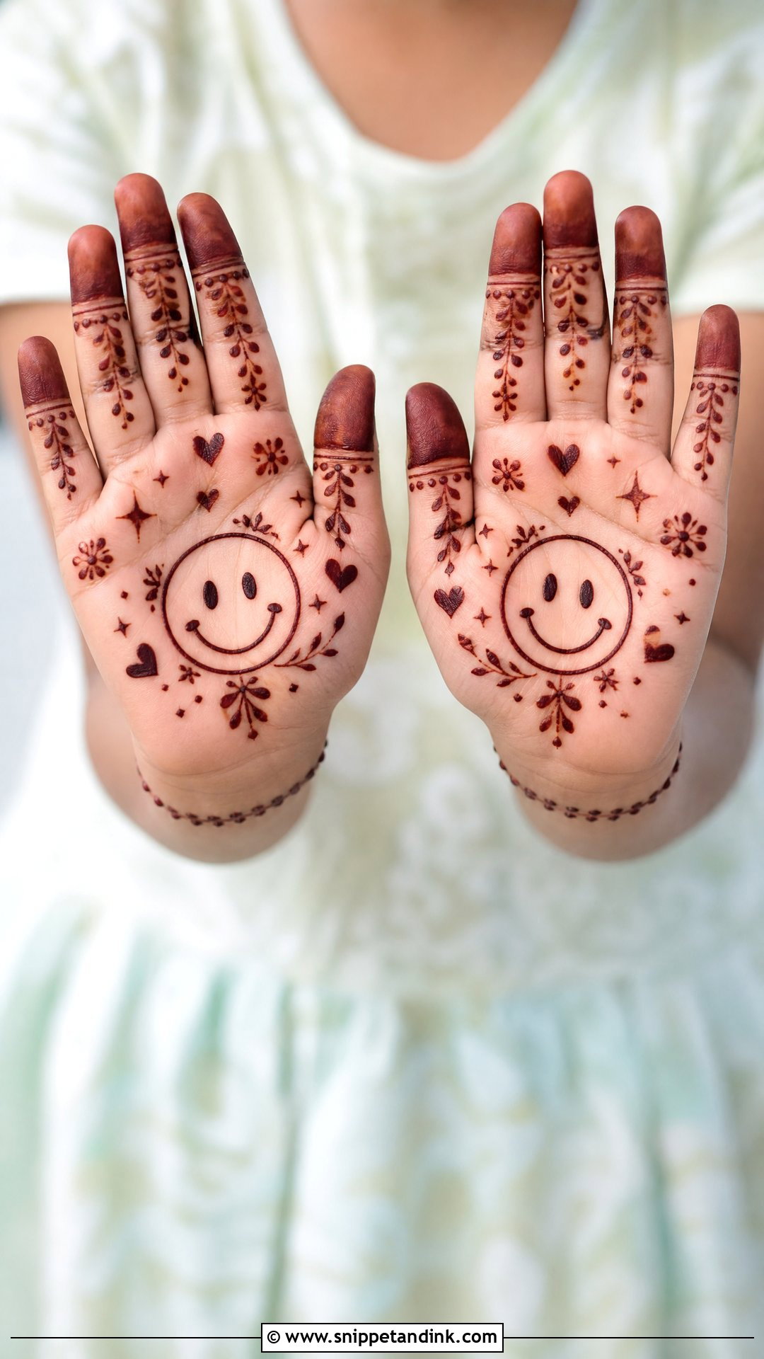 Smiley Kids Mehndi Design - Snippet and Ink - 25 Small Kids Mehndi Designs