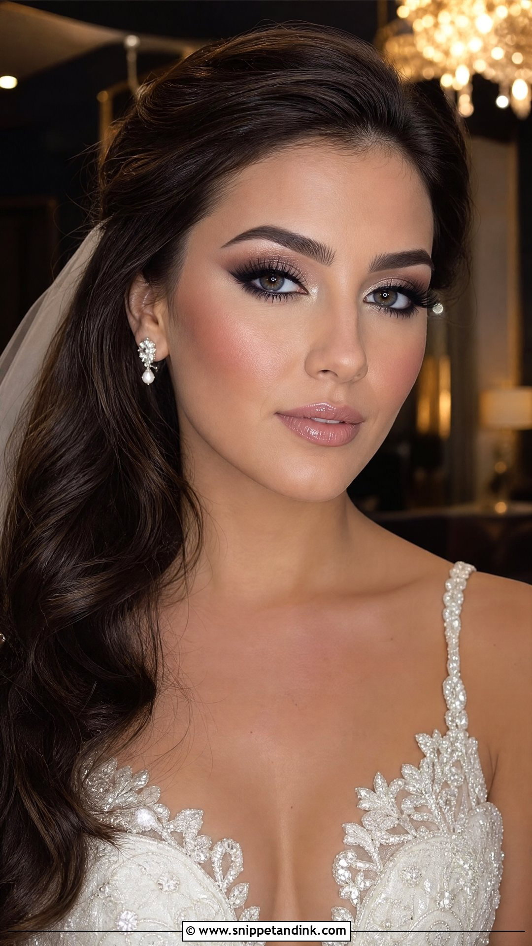 Smokey Eye Blushing Bride Makeup - Snippet and Ink - 20 Blushing Bride Makeup Ideas