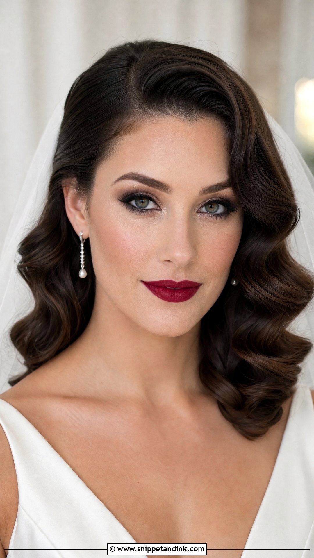 Smokey Eye Bride Makeup With Red Lip - Snippet and Ink - 20 Smokey Eye Bride Ideas