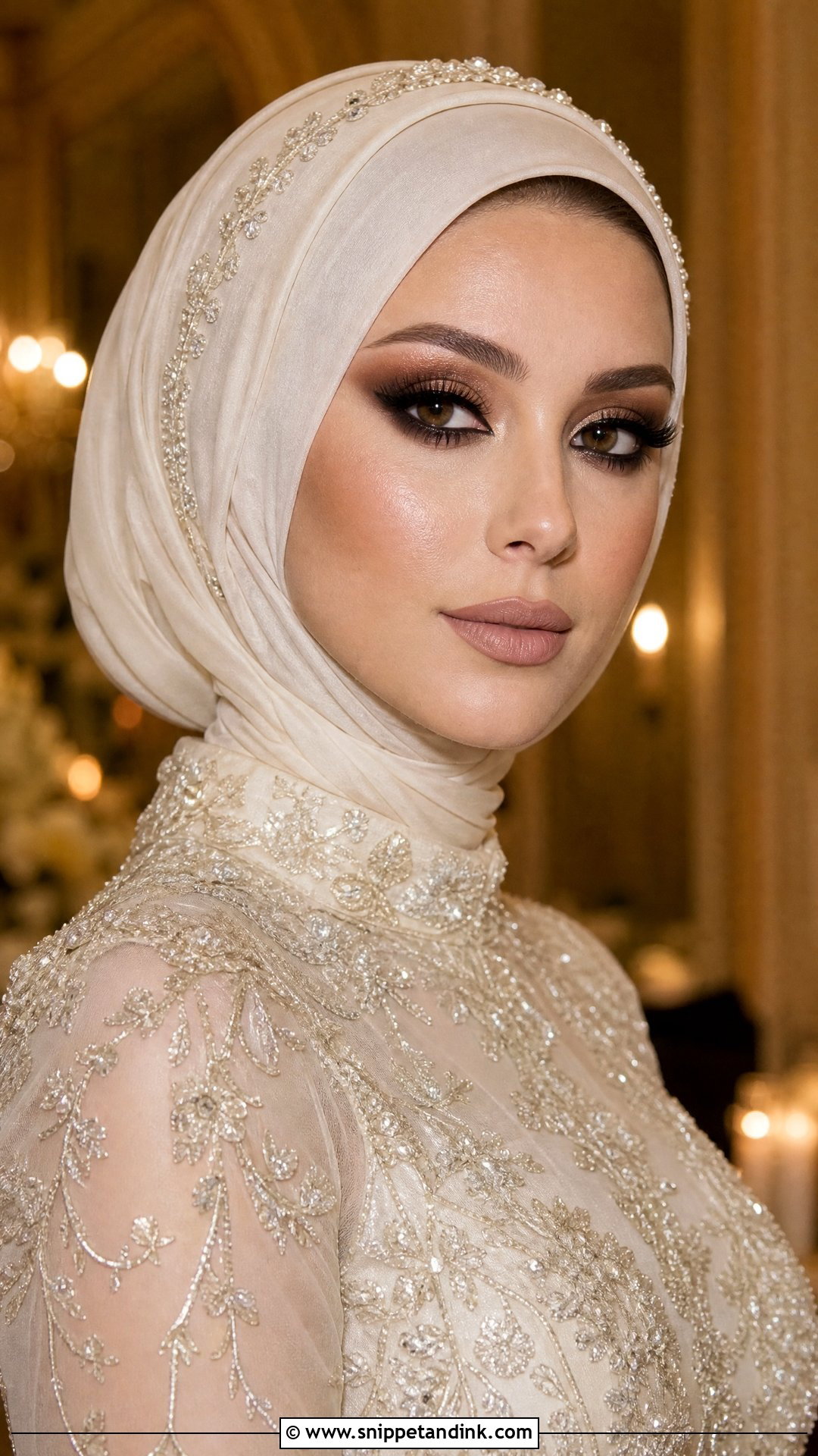 Smokey Eye Hijab Bridal Makeup - Snippet and Ink - 20 Hijab Wedding Makeup Look Ideas