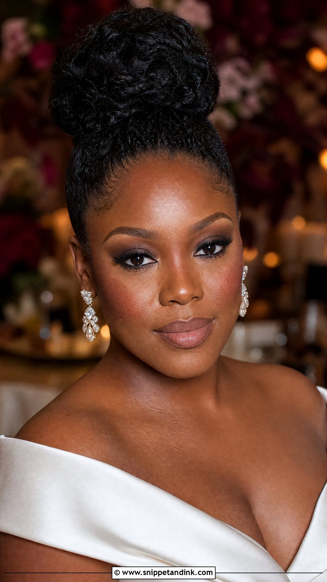 Smokey Eye Wedding Makeup With High Bun - Snippet and Ink - 20 Wedding Makeup and Hair Ideas