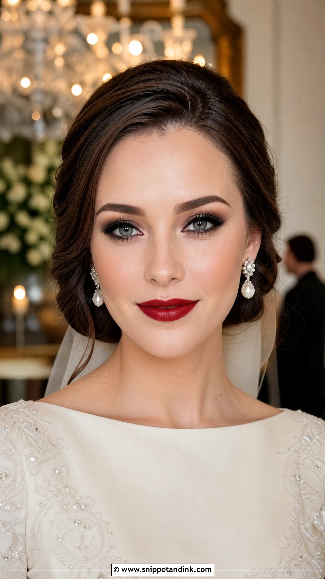 Smoky Bridal Makeup With Red Lip - Snippet and Ink - 20 Smoky Bridal Makeup Ideas