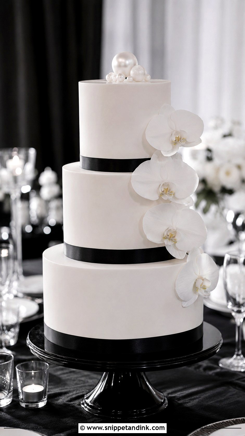 Smooth Black And White Wedding Cake - Snippet and Ink - 20 Smooth Wedding Cake Ideas