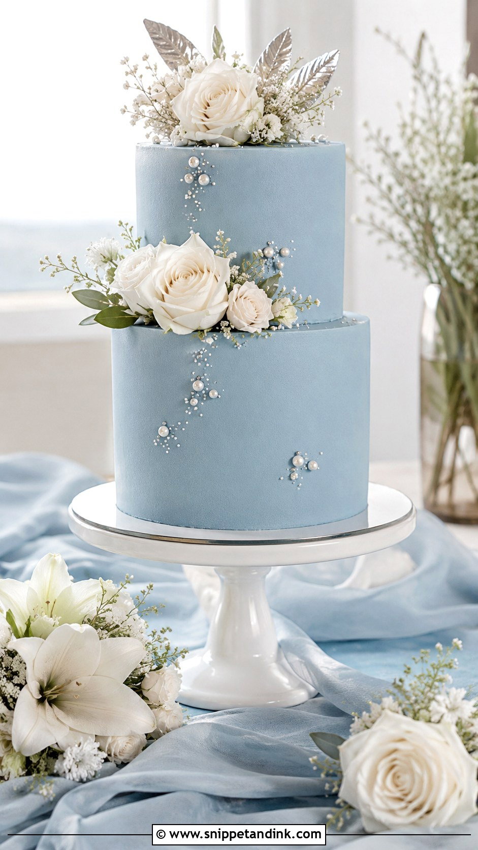 Smooth Blue Wedding Cake - Snippet and Ink - 20 Smooth Wedding Cake Ideas