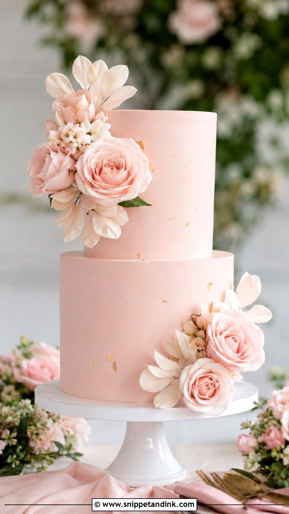 Smooth Blush Wedding Cake - Snippet and Ink - 20 Smooth Wedding Cake Ideas