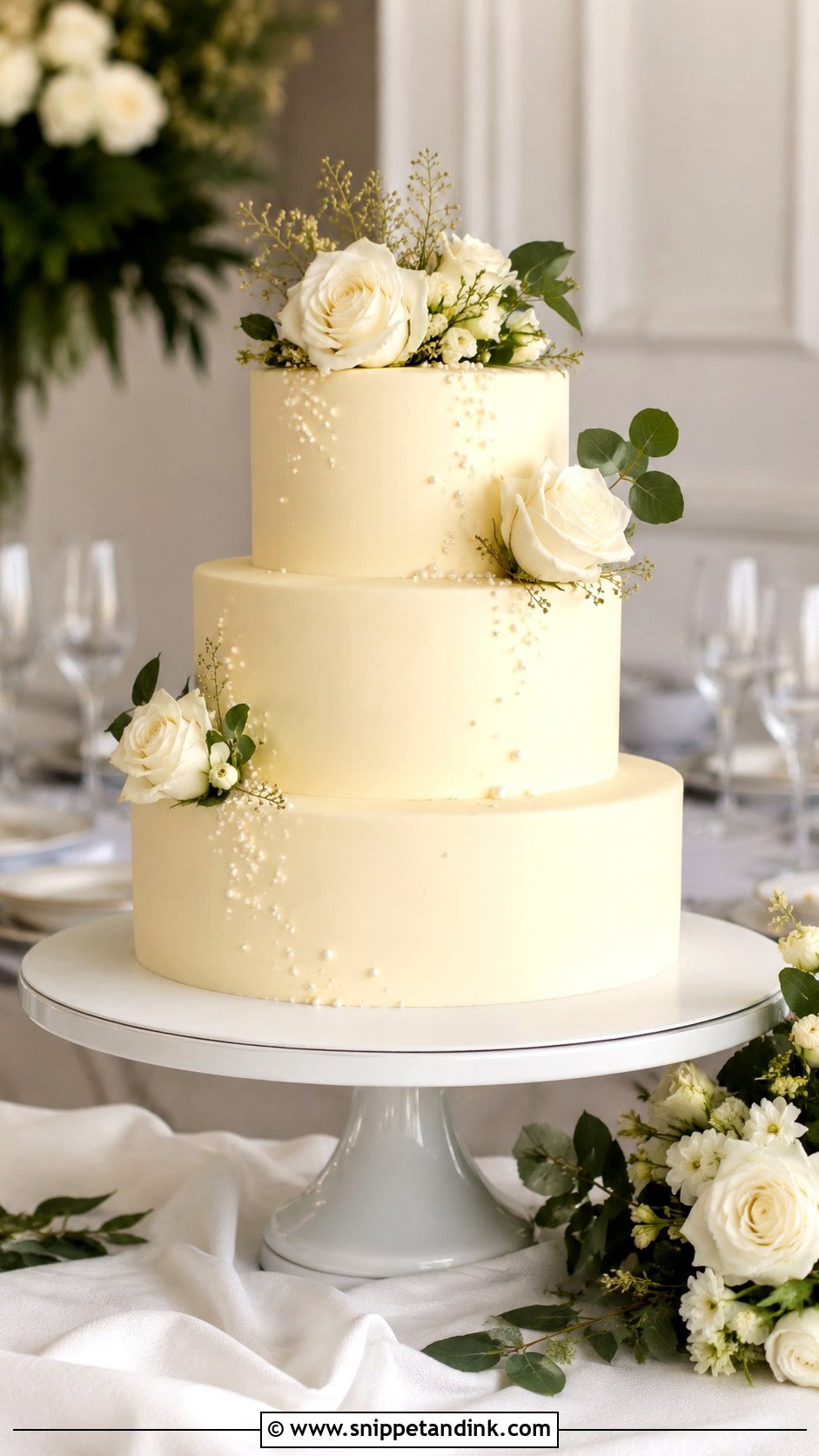 Smooth Buttercream Wedding Cake - Snippet and Ink - 20 Wedding Cake Decorating Techniques