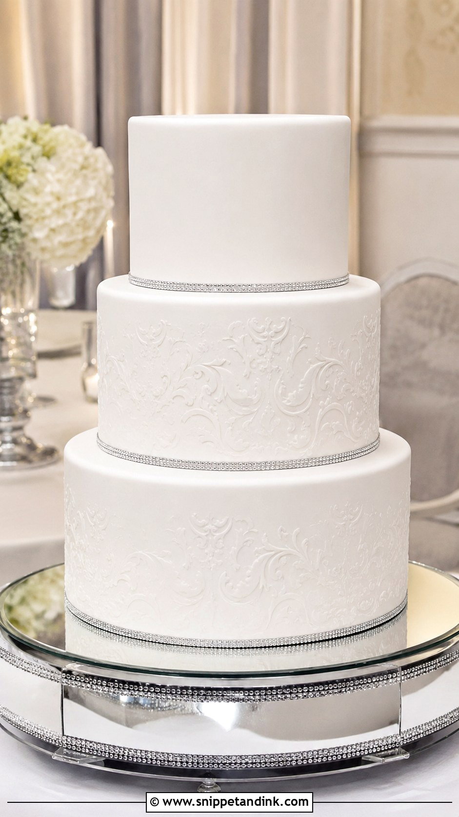 Smooth Fondant 3 Tier Wedding Cake No Flowers - Snippet and Ink - 20 3 Tier Wedding Cake No Flowers