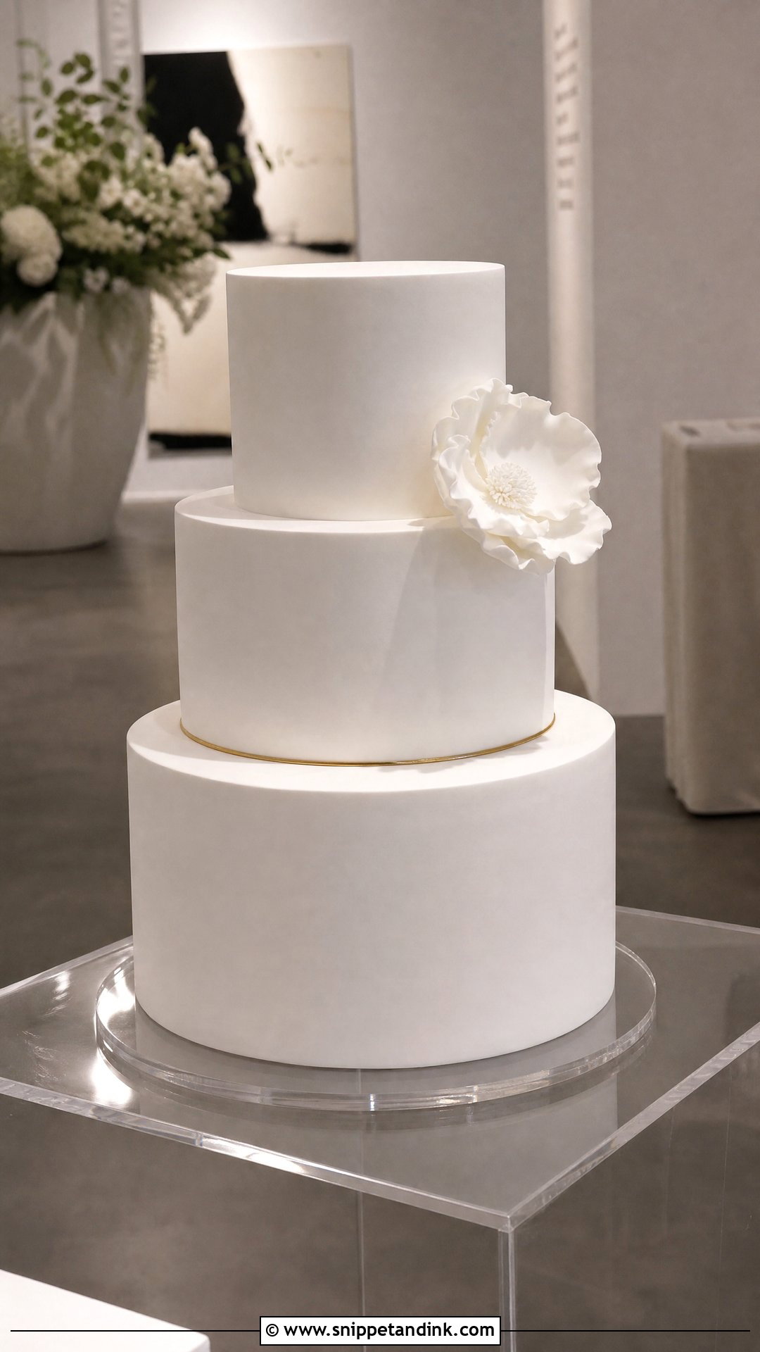 Smooth Fondant Wedding Cake - Snippet and Ink - 25 Minimalist Wedding Cake Ideas