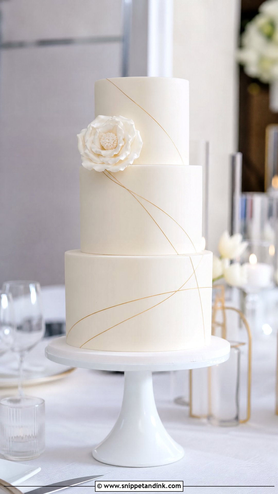 Smooth Fondant Wedding Cake - Snippet and Ink - 20 Minimal Wedding Cake Ideas