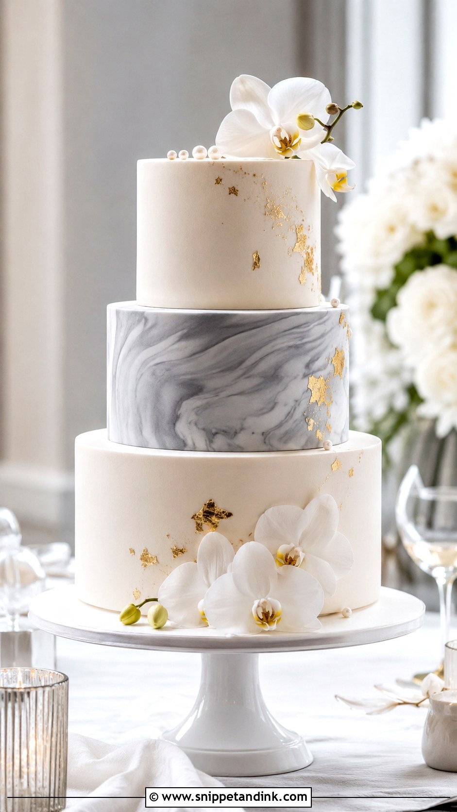 Smooth Marble Wedding Cake - Snippet and Ink - 20 Smooth Wedding Cake Ideas