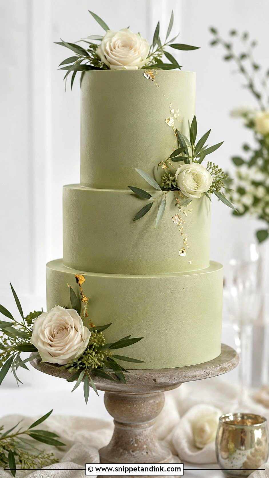 Smooth Sage Green Wedding Cake - Snippet and Ink - 20 Smooth Wedding Cake Ideas