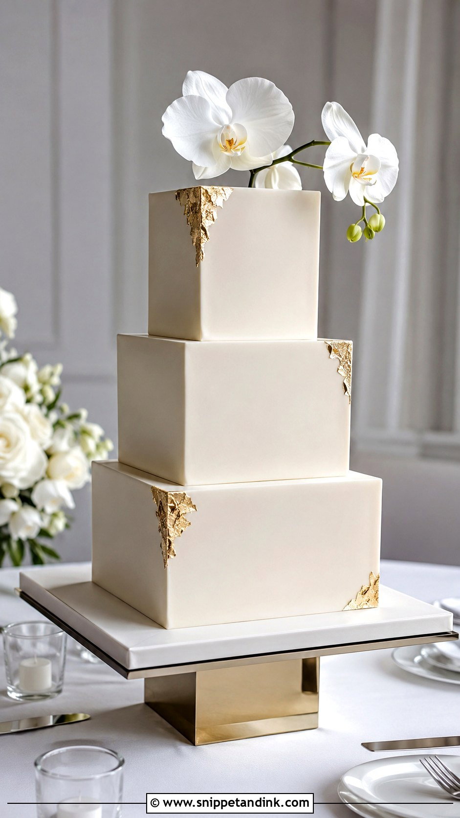 Smooth Square Wedding Cake - Snippet and Ink - 20 Smooth Wedding Cake Ideas
