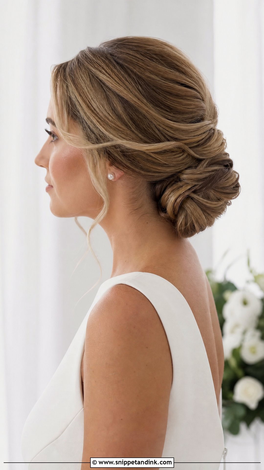 Smooth Twisted Low Bun Wedding Hair - Snippet and Ink - 15 Clean Low Bun Wedding Hair Ideas