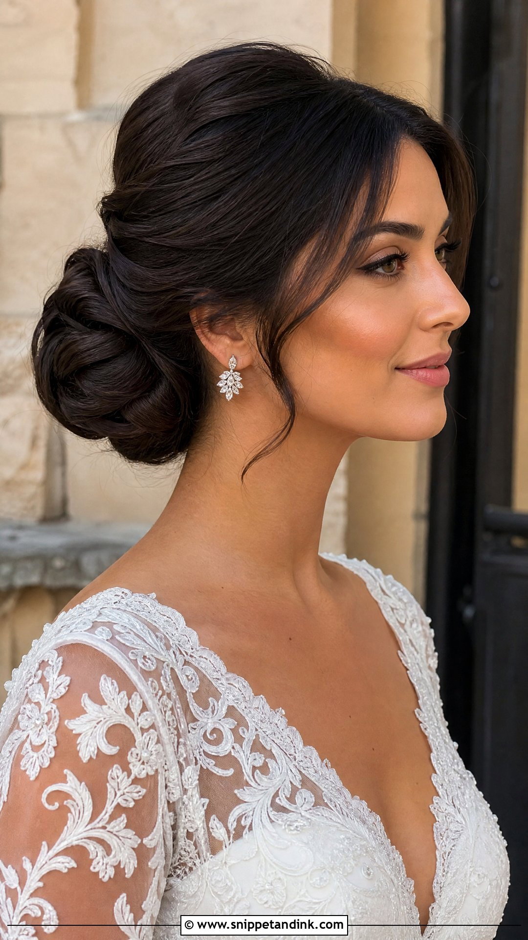 Smooth Wedding Chignon - Snippet and Ink - 15 Clean Wedding Bun Ideas