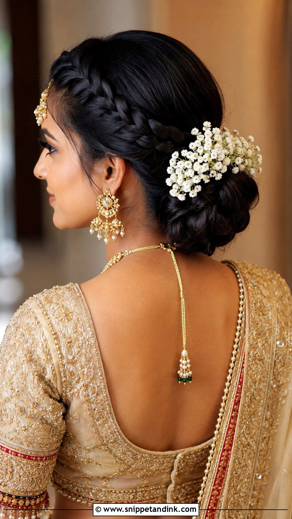 Snake Braid Low Bun - Snippet and Ink - 35 Indian Wedding Bridal Hairstyle Ideas