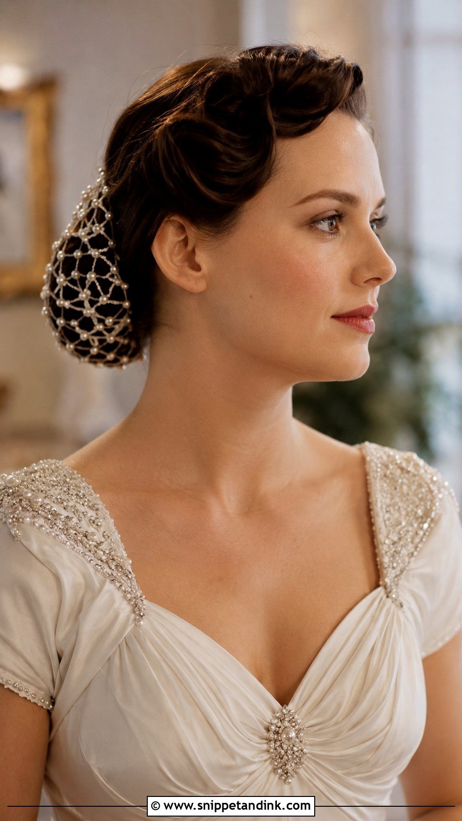Snood Inspired Wedding Hairstyle - Snippet and Ink - 25 Vintage Wedding Hairstyles