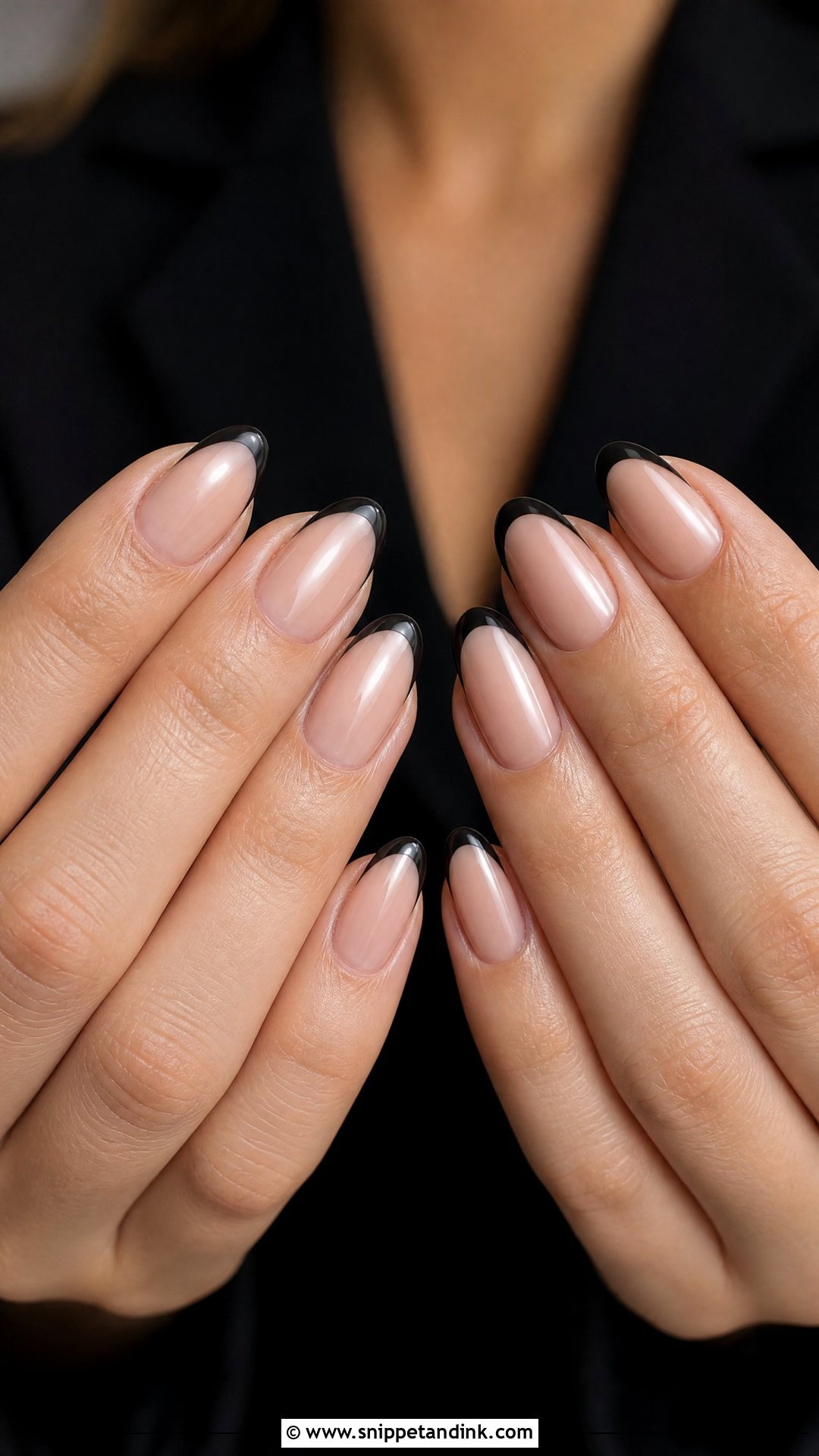 Soft Black French Fall Wedding Guest Nails - Snippet and Ink - 25 Fall Wedding Nails for Guest
