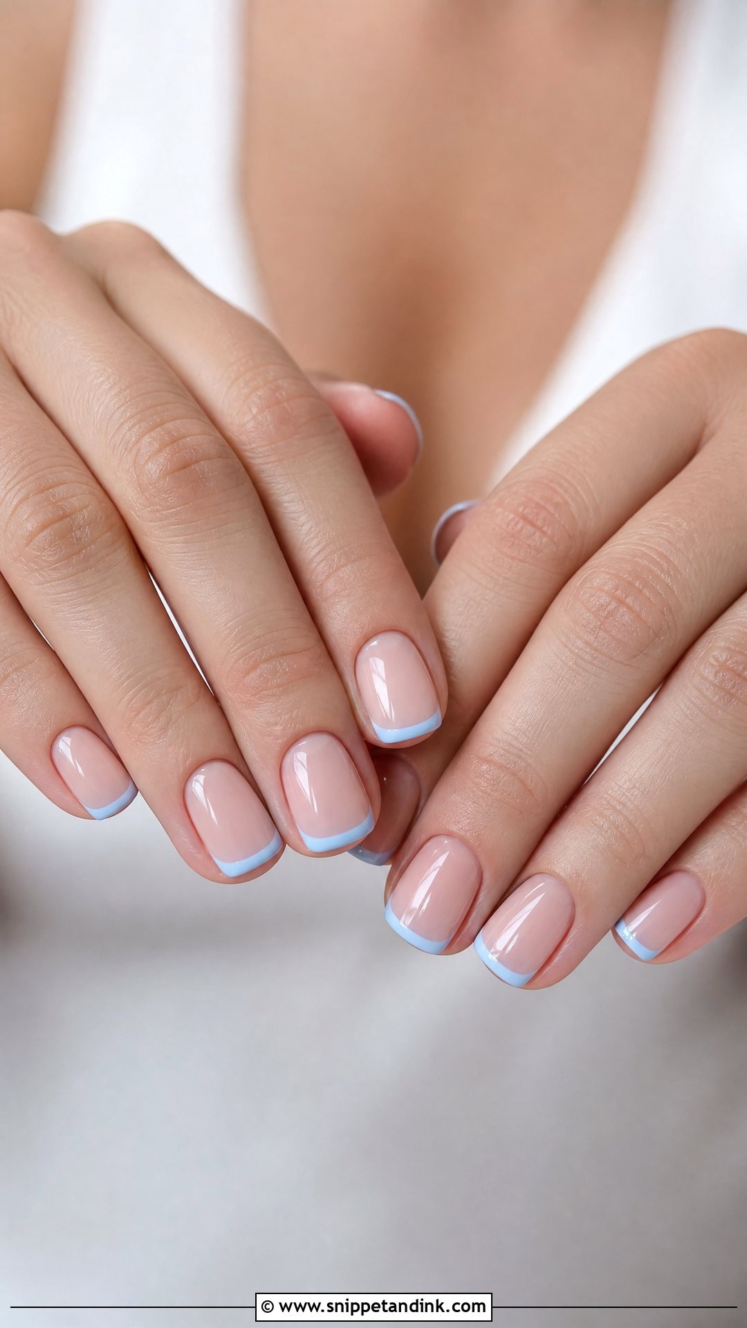 Soft Blue French Wedding Nails - Snippet and Ink - 35 Nails for Wedding