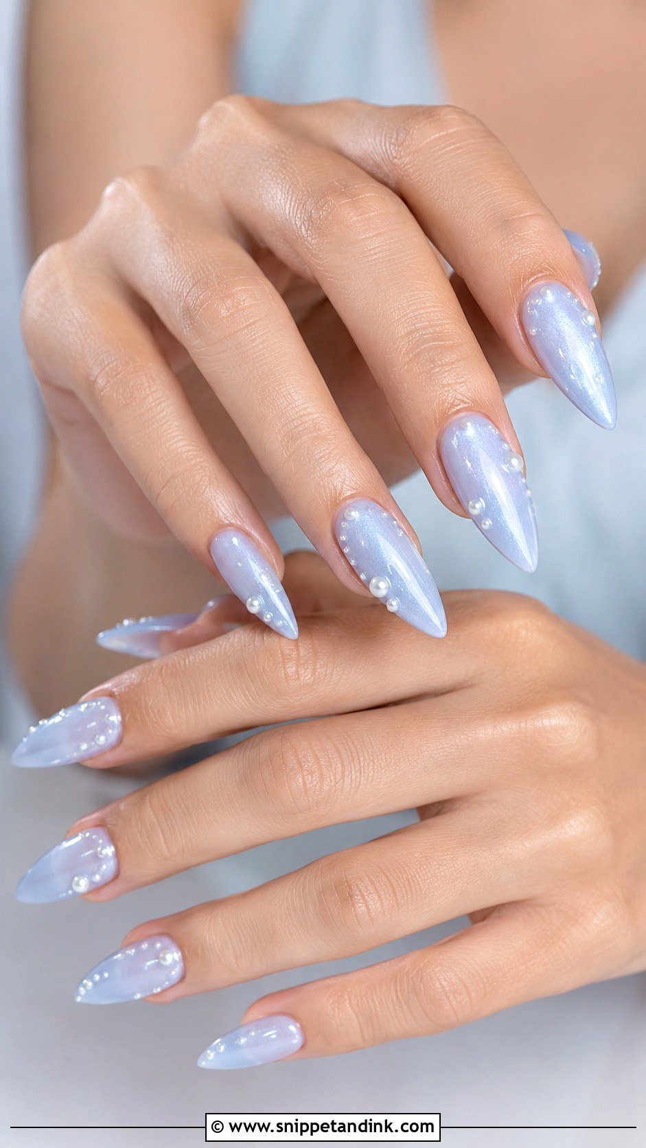 Soft Blue Stiletto Wedding Nails - Snippet and Ink - 20 Stiletto Wedding Nails