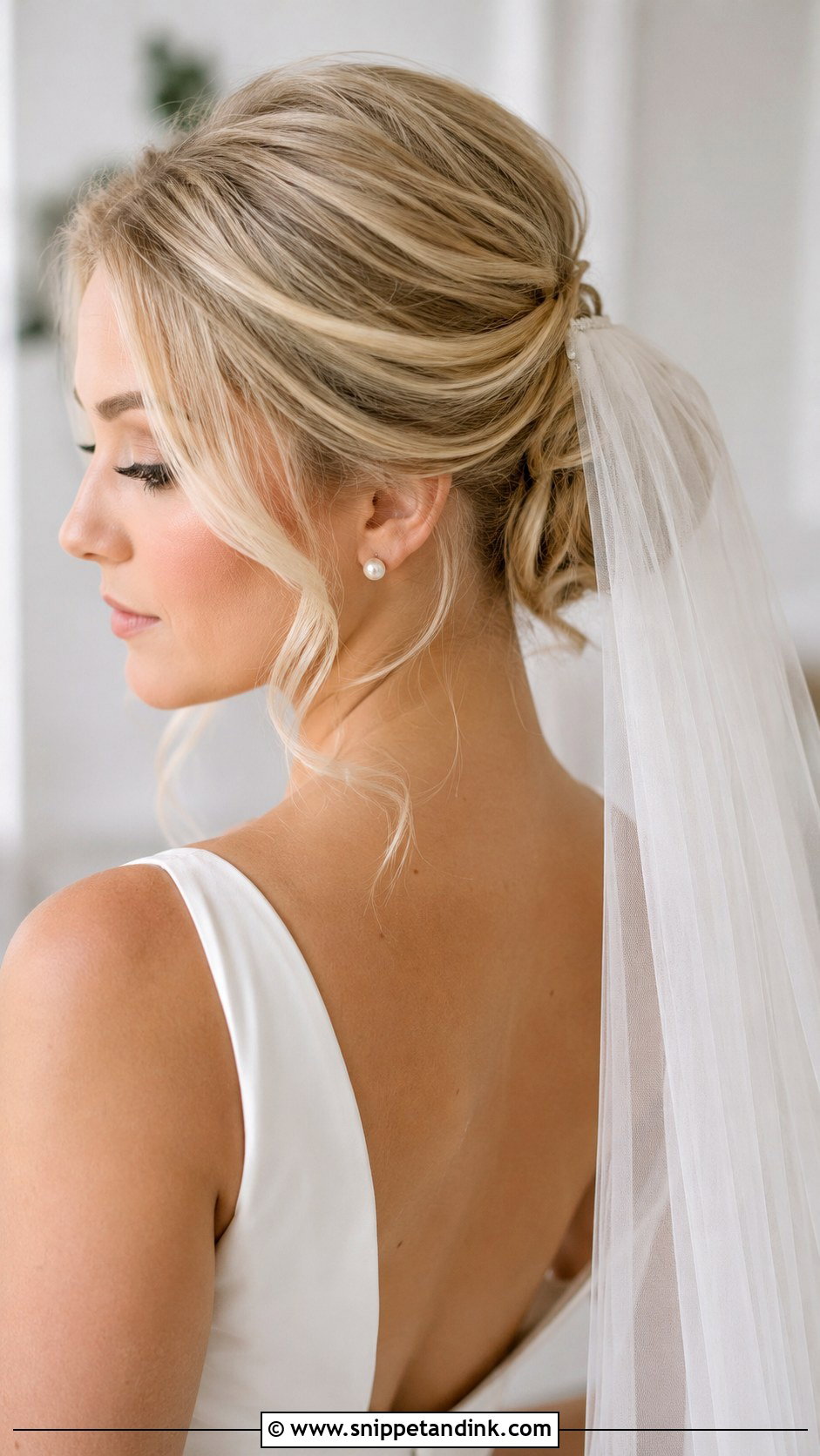 Soft Bridal Bun With Veil - Snippet and Ink - 20 Hair Ideas for Bride