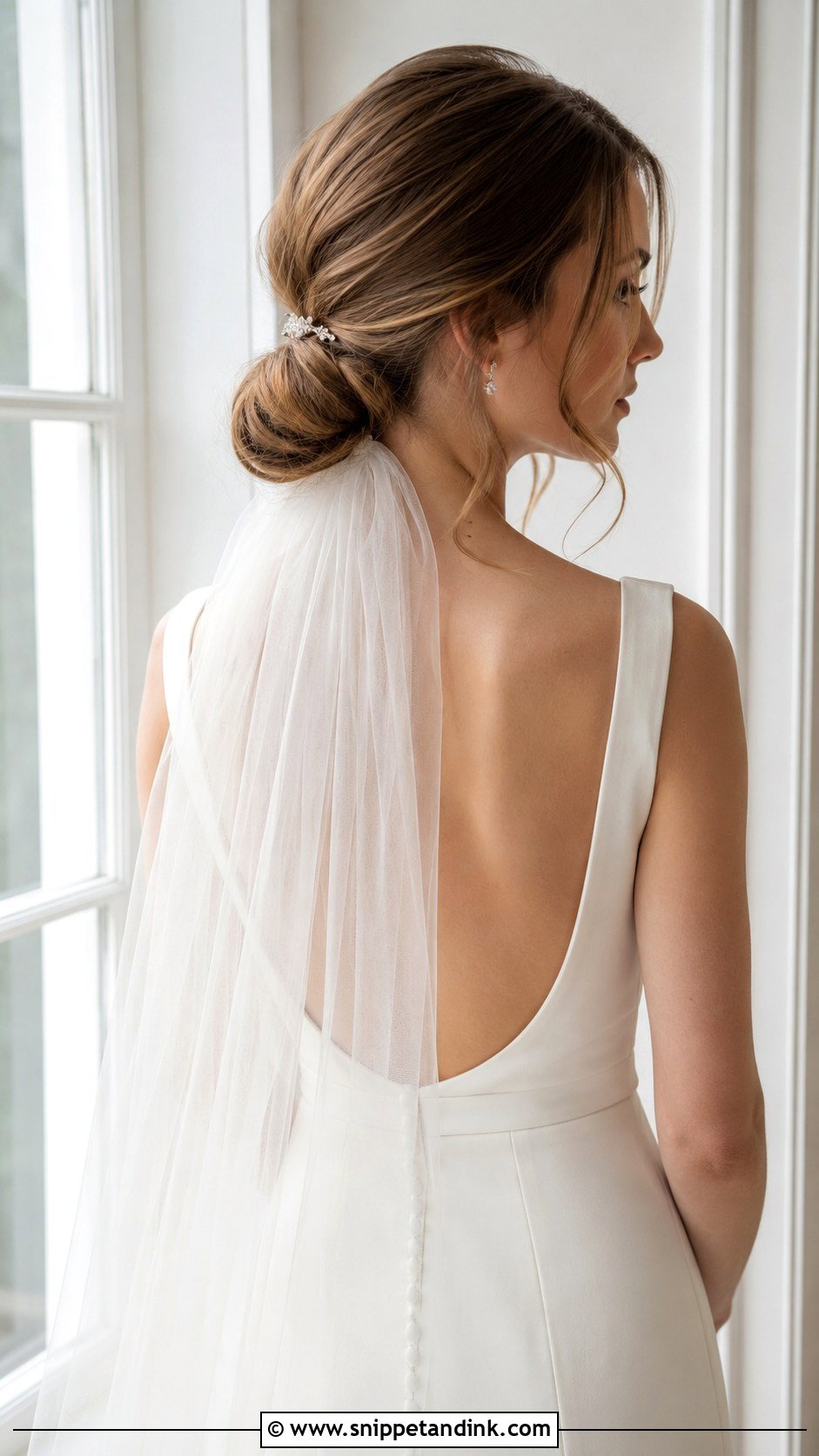 Soft Bridal Chignon With a Veil - Snippet and Ink - 35 Engagement Hairstyles