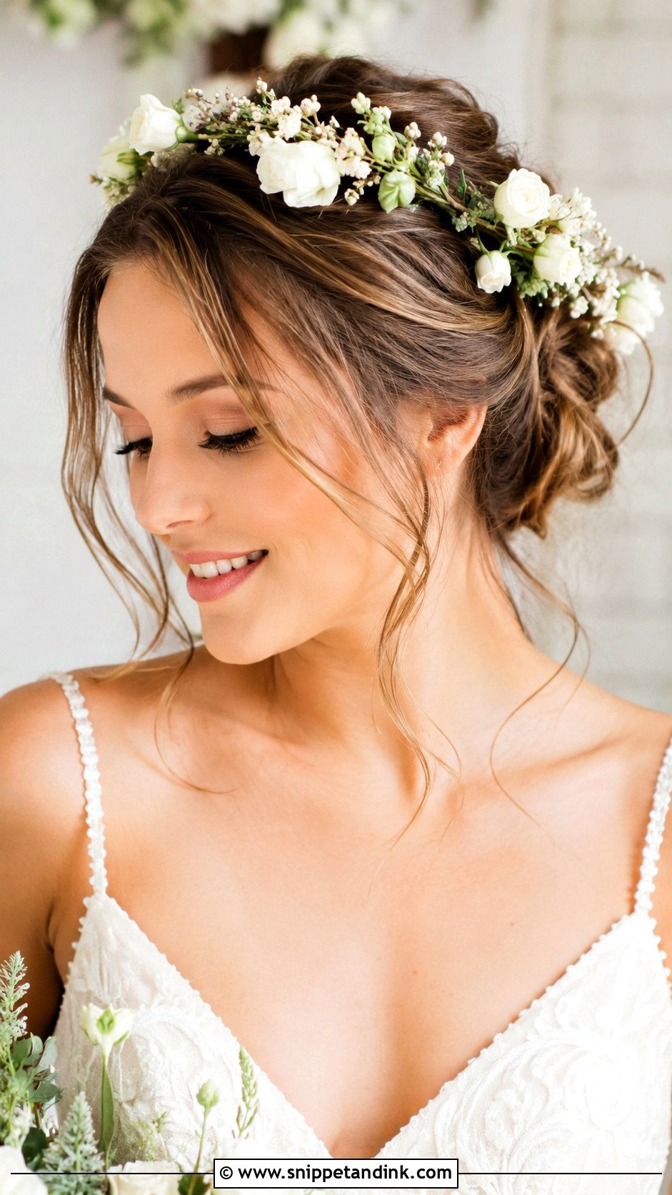 Soft Bridal Updo With Face Framing Pieces - Snippet and Ink - 20 Natural Bridal Hair Ideas